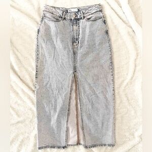ZARA Gray Pinkish Denim Jeans Skirt with Front Slit Size Medium